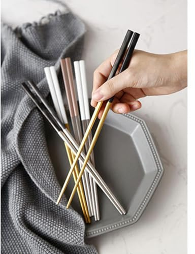 PRETYZOOM Bacchette Cinesi in Acciaio Inossidabile 23 Cm, Ultraleggere e Antiscivolo, Forma Quadrata Semplice e Creativa, per Mangiare Sushi e Ogni Occasione
