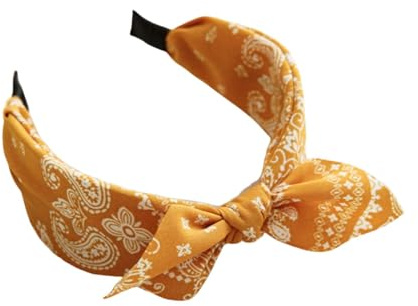 Breites Stirnband für Damen mit Schleife Knoten Paisley Print Modisches Haar-Accessoire Alltagsstil (Orange, One Size)