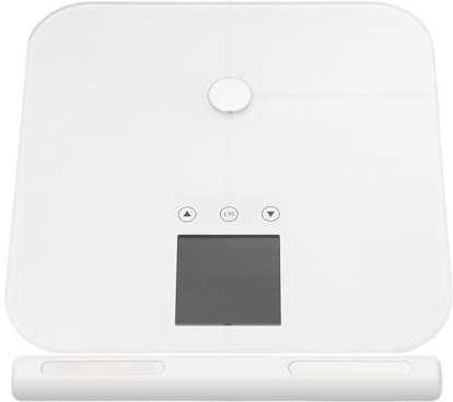 Kroppsfettvåg med 8 elektroder, digital personvåg 180 kg, Bluetooth | 8-elektrodhandtag, segmentmätning, 28 värden via app, LCD-skärm, 6 mm glas, 180 kg, omkopplingsbara enheter