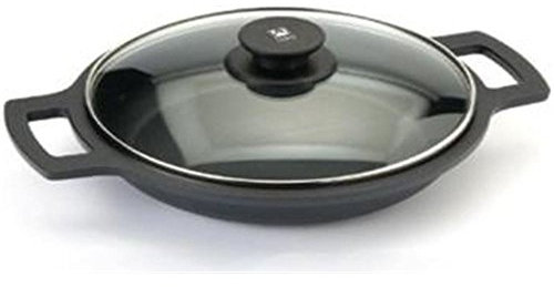 BRA Efficient | Cacerola Baja 36 cm con Tapa de Cristal y Asas de Silicona, Aluminio Fundido, Negro