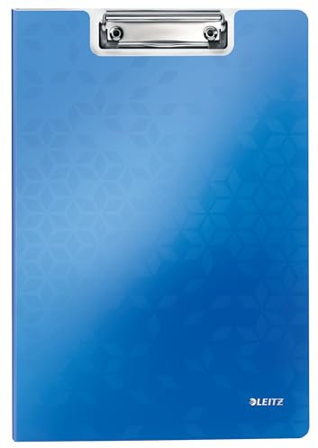 Leitz WOW A4 Klemmbrettmappe mit Abdeckung, Leichtes Polyfoam, Strapazierfähiges Klemmbrett mit Abdeckung, Für bis zu 80 Blatt, Blau, 41990036