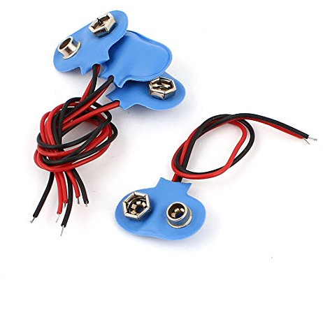 sourcing map 4 Uds 10cm Cable de Alambre 9V 9 voltios batería Clip Conector PB Tipo T Azul
