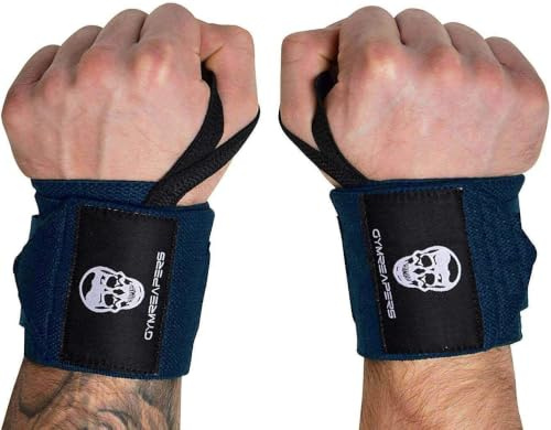 Gymreapers Weightlifting Wrist Wraps (Competition Grade) 18 Professional Quality Wrist Support with Heavy Duty Thumb Loop - Best Wrap for Powerlifting, Strength Training, Bodybuilding(Navy,18)