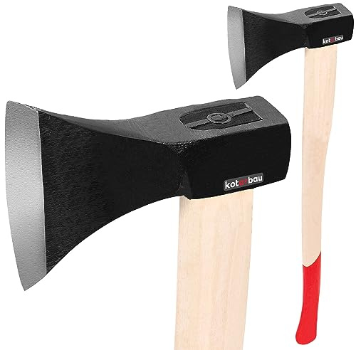 KOTARBAU® Hacha forjada 2,5 kg Longitud total 794 mm con mango de madera Hacha para hendidura de madera Hacha de cañón Martillo de madera