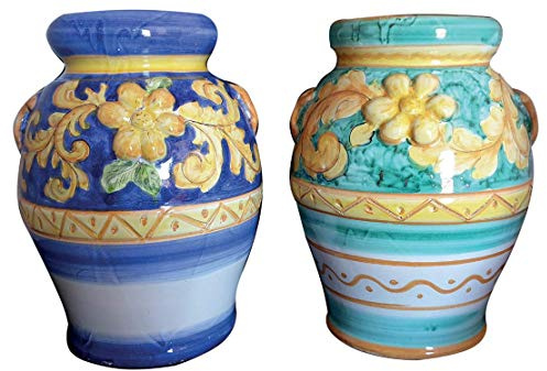 Generico Orcio Barocco in Ceramica di Vietri, Realizzato e Dipinto a Mano, Altezza 20 cm, Diametro della Pancia 17 cm, Anfora Giara Vaso per Piante, Uso Interno ed Esterno