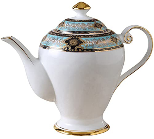 YBK Tech Théière en porcelaine anglaise 975 ml Motif oiseaux et arbres Bleu
