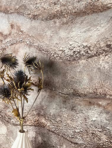 Newroom Tapete Kupfer Vliestapete Stein - Steintapete Modern Grau Braun Felsen Steinmauer Steinoptik 3D Optik Felsen Rost inkl. Tapezier-Ratgeber