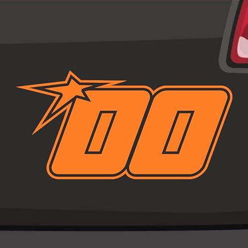 Generisch Startnummer 00 Aufkleber Sticker Auto Zahl MTB Motorrad Rennen Stern 10x5cm Farbe: Orange