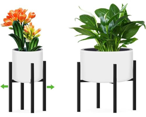 Duscdesp Verstellbarer Pflanzenständer Schwarz, Metallischer Blumenständer für Innen und Außen (Verstellbreite 24-36cm)