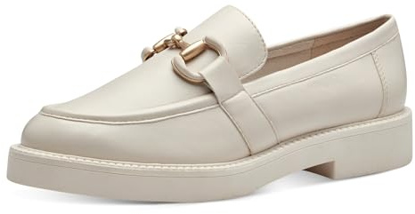 MARCO TOZZI Damen Loafer mit Absatz Elegant Vegan, Beige (Cream), 39 EU