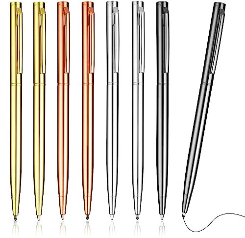 8er-Set 1.0mm Glatte Schreibstifte - Schwarz, Trocknet Schnelles Schreiben - Für Büro & Schule (Roségold+Gold+Grau+Silber)