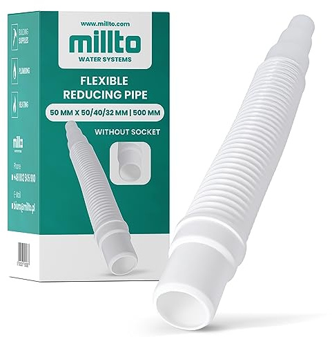 Millto™ Flexibles Rohr Reduzierstück 50 x 50/40/32 mm 500 mm Abflussrohr Abwassersystem Kanalsystem Abgang Waschtisch Verstellbares Abflussverbindungsstück Abflusssysteme