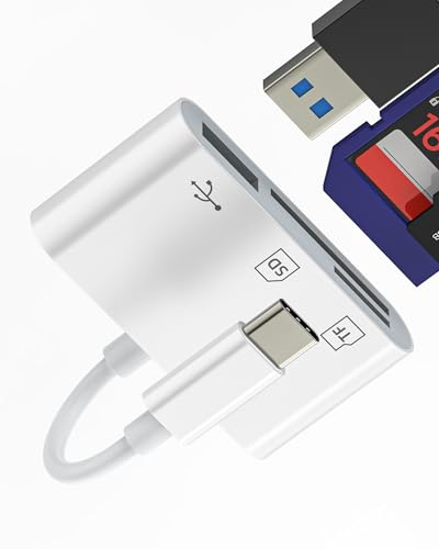 USB C Card Reader Adapter 3in1 OTG SD Micro SD Port for Apple for iPhone16 15 for iPad MacBook Laptop Digital Camera Type-C TF Memory Cards USB-A compatible for Samsung Accessories for Photo Transfer