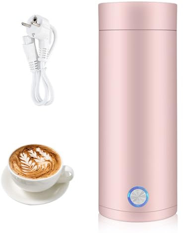 mizikuu Hervidor Agua Electrico, Pequeño Hervidor De Agua Portátil 5 Minutos de Ebullición Rápida Hervidor de Viaje Taza de Agua Eléctrica Apagado Automático para Hacer Leche, Café y Té, Rosa