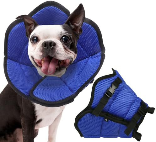 LiebeDD Halskrause für Hund Katze Weich Hundekragen Leckschutz Haustiere Schutzhalsband Trichter Hund Nach Op Kragen für Hunde Katzen Dog Collar Comfy Cone, Blau, S