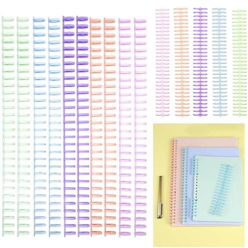 SLTAXAR 15Pezzi in Plastica a 30 Fori Cartelline a Fogli Sciolti Spirale per Rilegatura Anello di Rilegatura Spine Pettini Dorsi Plastici per Rilegatura 70 Fogli capacità per Carta Taccuino Album