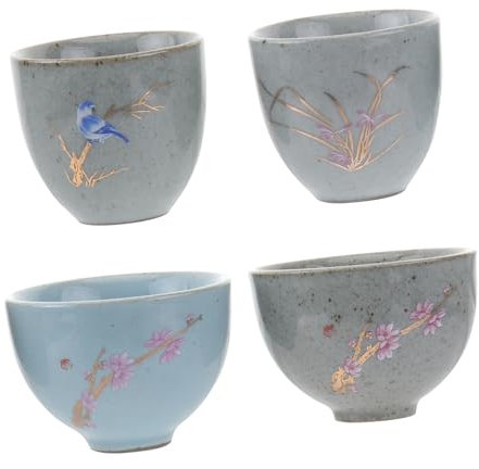IMIKEYA Set of 4 Tea Cups Bone China for Chinese Teacups Tea Ware Decorative Teacup