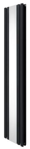 Radiatore a pannello ovale con specchio, 1800 mm x 380 mm, design moderno, doppia colonna, riscaldatore verticale in acciaio al carbonio, grigio antracite opaco, montaggio a parete, per cucina