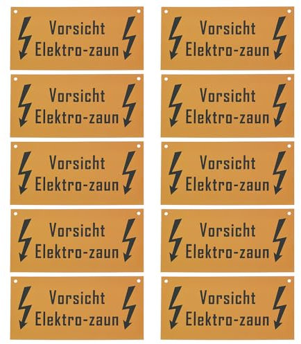 VGOL Warnschild für Elektrozaun, Kunststoff, 200 x 100 mm, Aufschrift No Touching, Warnschild für Wand, Zaun, Bauernhaus, Bauernhof, 10 Stück