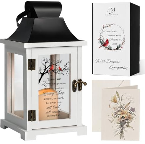 HugMemories Memorial Lantern, Sympathy Gifts for Loss of Loved One, Condolences Bereavement Gifts in Memory of Loved One with LED Candle