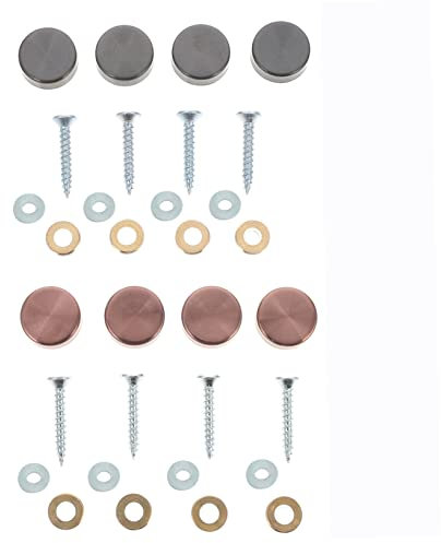 CIYODO Thicken Stainless Steel Mirror Screws Decorative Cover Caps Flat Advertising Nails Copper Ring Fixing Screw for Signage Glass Panel Installation Hardware Accessories 8 Sets