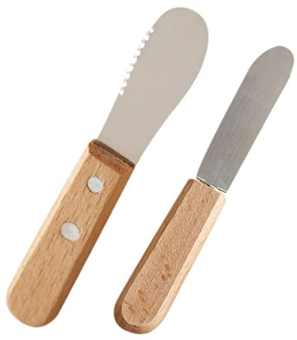 Amosfun 1 Satz Butterspatel aus Holz Butterspatel für den Haushalt Mini-Marmeladen Sandwich-Käse küchenwerkzeug küchenhelfee Käseschneider aus Metall Honigspatel Edelstahl Light Brown