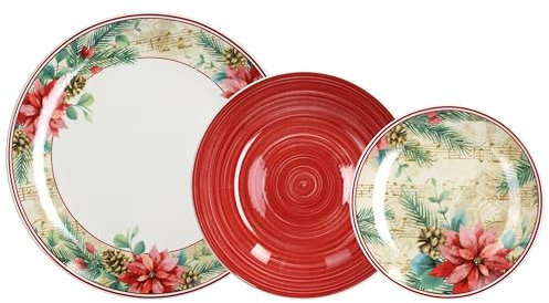 Tognana Sinfonia, servicio de platos de 18 piezas, porcelana, rojo