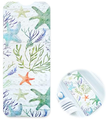 MOAMUN Gedruckte Badewannenmatte Duschmatte rutschfest mit Starker Saugkraft, Badematte rutschfest Antirutschmatte Badewanne, Maschinenwaschbare Rutschmatte Badewanne für Duschläufer (Grüner)