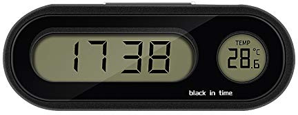 Jasfyee horloge voiture, horloge numérique intégrée noire et mini horloge thermomètre, thermomètre voiture adapté à tous les véhicules.