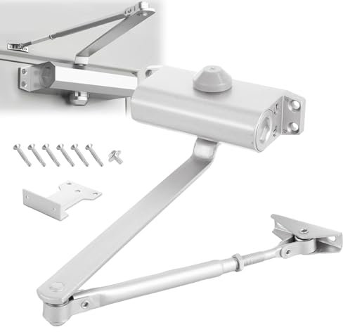 ZOFUN Automatic Door Closer, Aluminium Alloy Spring Door Closer with Hold Open Anti Door Slam, 25-45 Kg Gate Spring Closer Soft Close, Heavy Duty Hydraulic Door Closers for Interior Door Safety