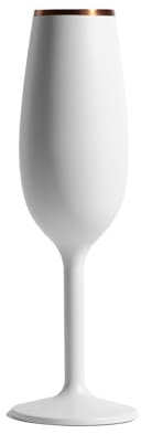 NEWPORT Stemware Collection, Premium Vacuum Insulated Stainless Steel Sparkling Wine & Champagne Flute, Crystal Thin Champagne Glass, Unbreakable & Drinks Stay Cold, Non-Slip Silicon Base, 6oz, White