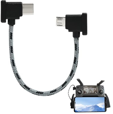 USB C auf Micro-USB Fernsteuerung Kabel, Nylon Type-C zu Micro USB 15 cm | Datenübertragungskabel für Drohnen kompatibel mit DJI Mini SE/Mavic Mini/Air/2 Pro Zoom