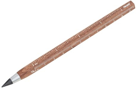 TROIKA Bleistift Endlos Mine CONSTRUCTION ENDLESS CARBON mit Zentimeter-/Zoll-Lineal nachhaltiger Endlos-Schreibspitze (ca. 20km) Schreibspitze austauschbar aus Aluminium (braun)