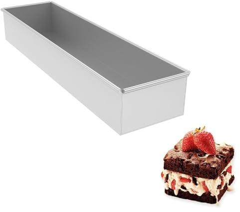 Backrahmen Rechteckig Verstellbar 41.7 × 10 × 6 cm Antihaftbeschichtung Backform Aluminiumlegierung Abnehmbares Seitenteil Leicht zu Reinigen Tiramisu Form Geeignet für Brownie Broten Tiramisu (Stil2)