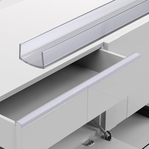 RUANSTEC 10 Pcs Cabinet Protector Edge Guard - 3/4 Thick Slip-On Plastic Edge Guard, Edge Protectors for Kitchen, Drawer Fronts, Desks and Shelves, 18 Length-Clear