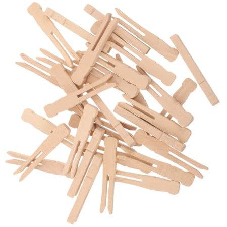 TINEASUR Fermagli Per Vestiti Tradizionali in Legno 100 Pezzi Piccoli Pioli Rotondi Per Asciugare I Vestiti in Legno