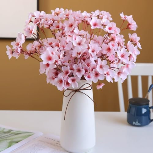 KARLOR Kunstblumen 4 Pcs Pfirsichblüten künstliche Blumen Strauß Frühling Pfirsichblütenzweig Rosa künstlich Blumen wie echt Ostern Blumen Deko Frühlingsblumen Heimdeko(40cm)