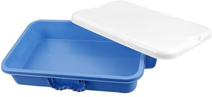 JOINPAYA Portable Sand Tray with Lid and Handle, Small Navy Plastic Sandbox Storage Box for Kids, Outdoor and Classroom Toy Organizer, Handheld Craft and Play Sand Supply Container