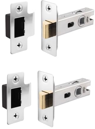 EAI Polished Chrome Tubular Door Latch, 76mm / 3 Inch, Pack of 2 | Internal Door Latches, For Left and Right Handed Doors, Adjustable Keep Prevents Rattling, Dust Box and Fixings Included
