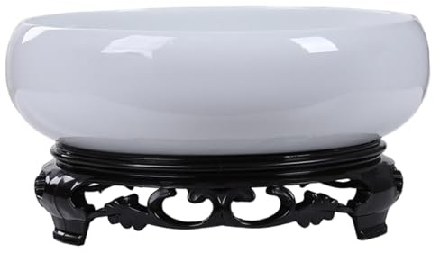 Muzrunq Fioriera da Ciotola di Loto, fioriera in Ceramica da 8, 1x3, 0 Pollici con Supporto, Vaso di Fiori Rotondi Semi di Fiori di Loto Bonsai per Ufficio, Giardino, Interno, Esterno