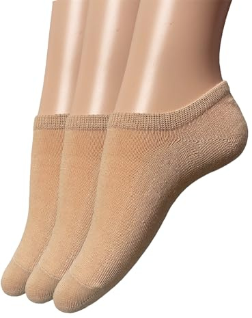 QZ FASHION 6 Pairs Womens Girls Ladies Invisible Trainer Nude Skin Color Socks No Show Footies Shoe Liner Uk Size 4-6