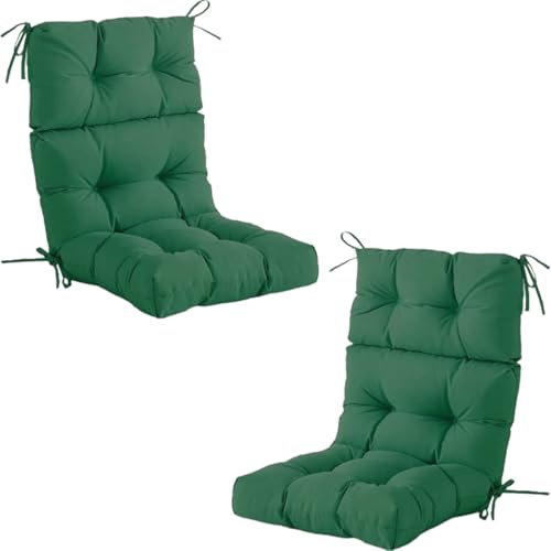 uyeoco 2er-Set Sitzkissen mit Rückenlehne für Rattanmöbel – Outdoor-Polster für Gartenstühle, niedrige Lehnen & Terrassenmöbel, inkl. Befestigungsbändern(Black)