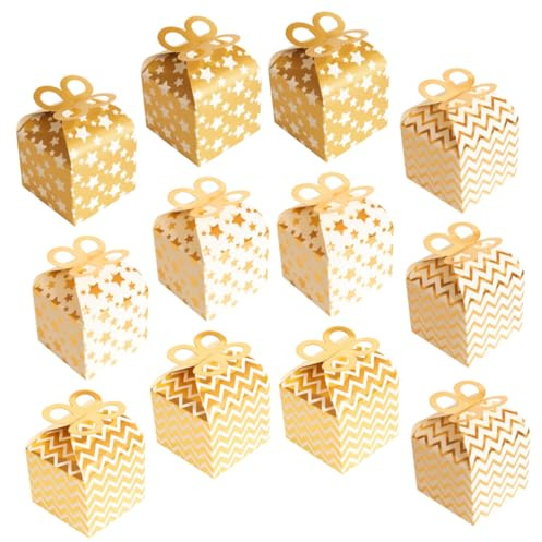 Yardenfun 12 Stück Teiliges Kleine Geschenkboxen mit Goldfolie Sternenmuster Kompakte Aufbewahrungsboxen für Süßigkeiten Schmuck und Partygeschenke für Hochzeit Geburtstag und