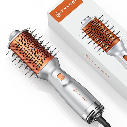 Thermal Brush, Double Tension 100-240V - Brosse Chauffante 4 en 1 avec 3 Réglages de Chaleur et 2 de Vitesse pour Sécher, Lisser, Boucler, Donner du Volume - Brosse Sèche-Cheveux Ionique pour Femmes