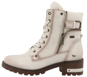 MUSTANG - Bottines blanc cassé à talon décroché moyen avec des lacets et un zip latéral - Taille numeric_36