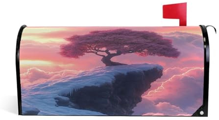 Pink Tree Stand Cliff Magnetic Mailbox Cover Standard Size 21x18 Inch Letter Box Covers Decorative Mailbox Wrap for Home Garden Decor