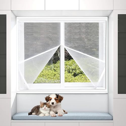 Film Isolant pour Fenêtre 80 x 133 cm Protection Contre Le Froid Kit D'Isolation de Fenêtre pour l'hiver Résistant Aux Déchirures pour Appartement Salle de Classe, Blanc