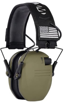 Casque antibruit actif pour la chasse – Écouteurs électroniques avec réduction du bruit – Casque pliable avec microphones directionnels – Arceau réglable – Prise externe