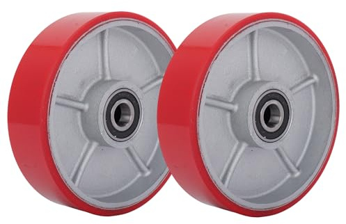 ybaymy Lot de 2 roulettes de chariot élévateur 180 x 50 mm avec roulement à billes en polyuréthane, axe 20 mm, roulettes de rechange pour transpalette, palettes, fixateur, roue de palette, charge