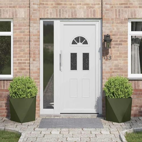 Swpsd Planter 2 pcs Olive Green 50 x 50 x 50 cm Steel flowerpot Model883843